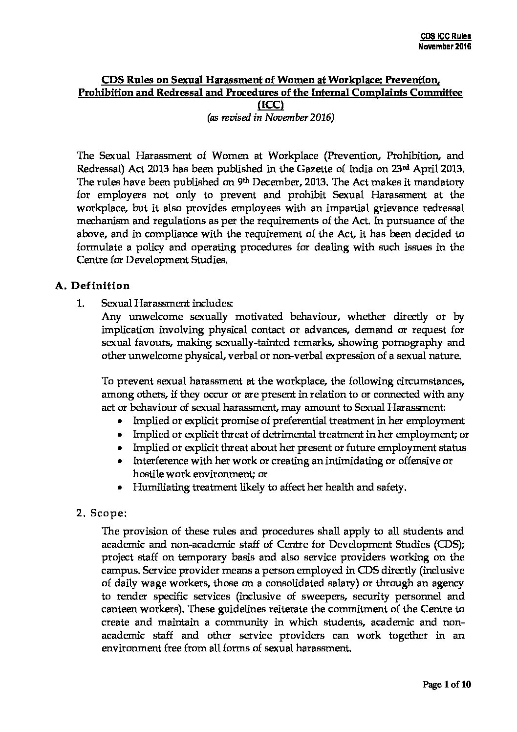 CASH-Rules | Centre for Development Studies